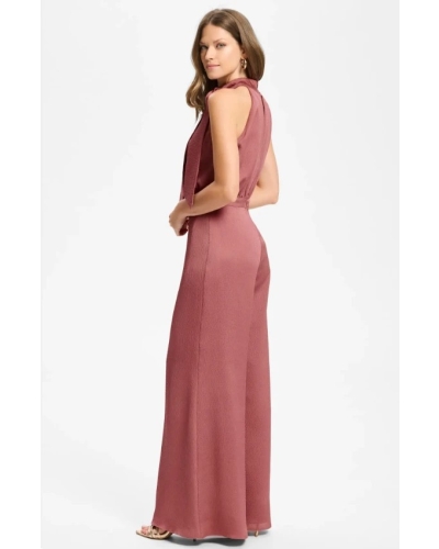 Swing Jumpsuit with satin tie blush rose