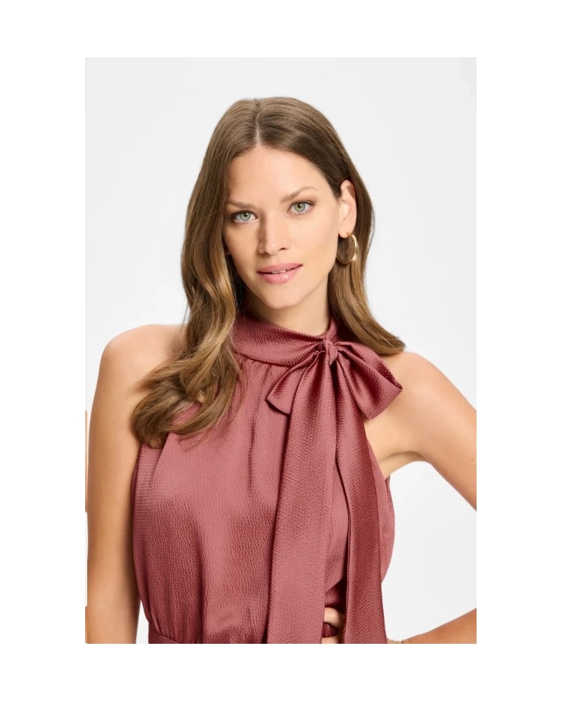 Swing Jumpsuit with satin tie blush rose
