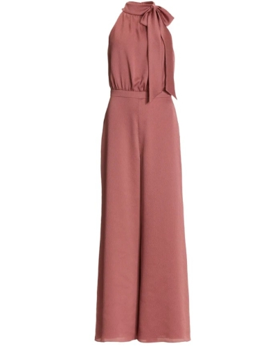 Swing Jumpsuit with satin tie blush rose