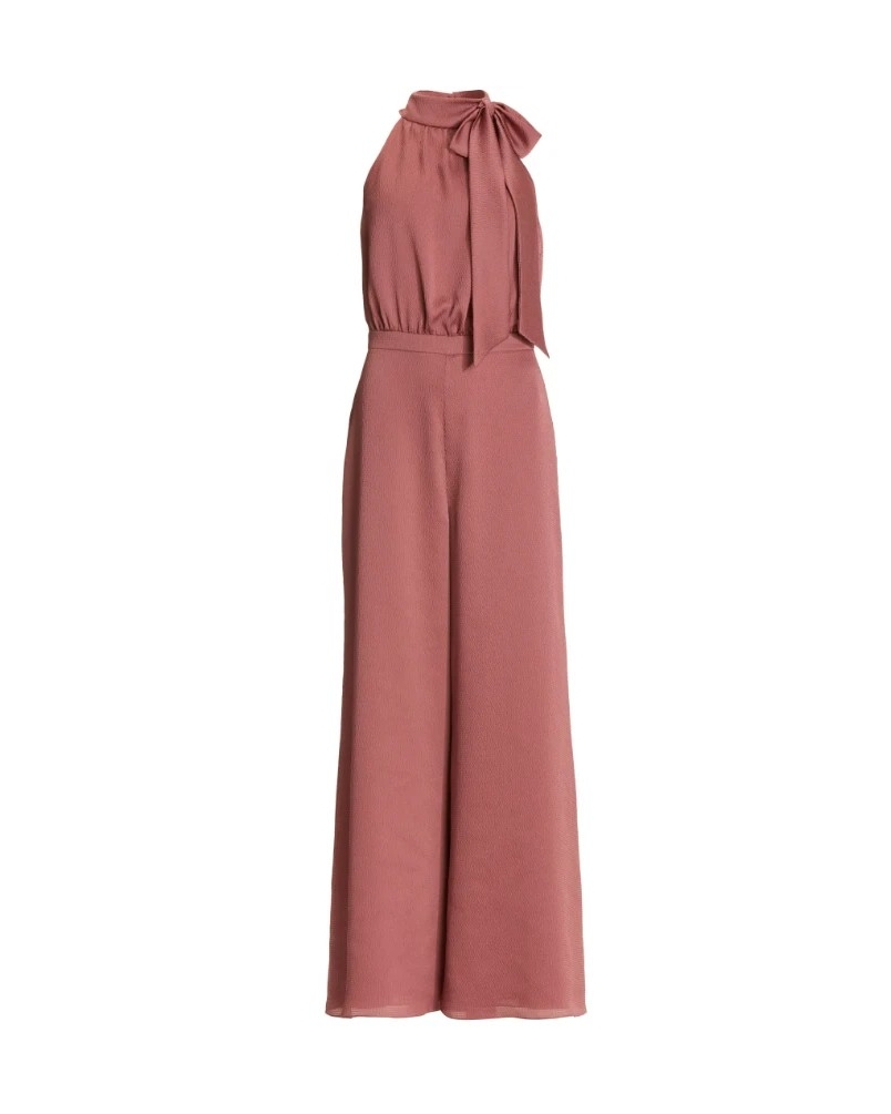 Swing Jumpsuit with satin tie blush rose