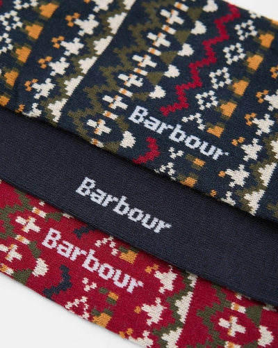 Barbour Marlow fair isle sock gift set ol71 olive