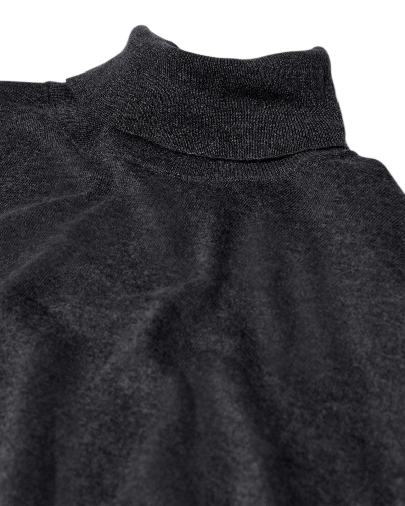 Mos Mosh Gallery Adam soft roll neck knit charcoal melange