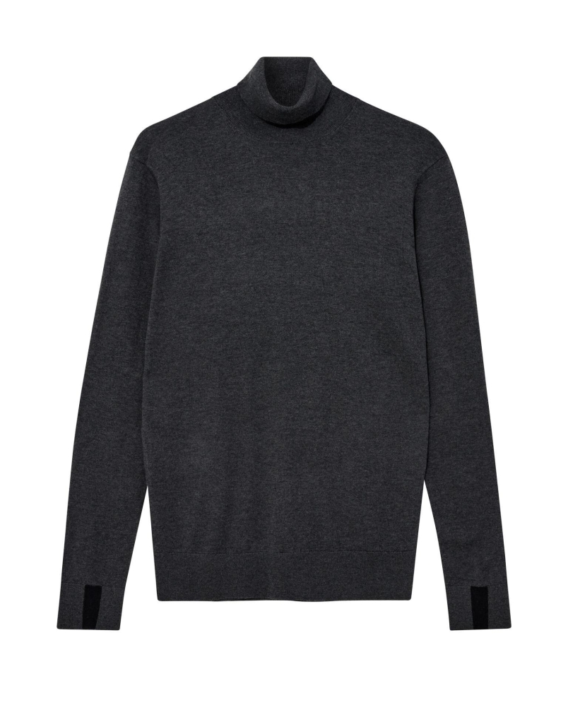 Mos Mosh Gallery Adam soft roll neck knit charcoal melange