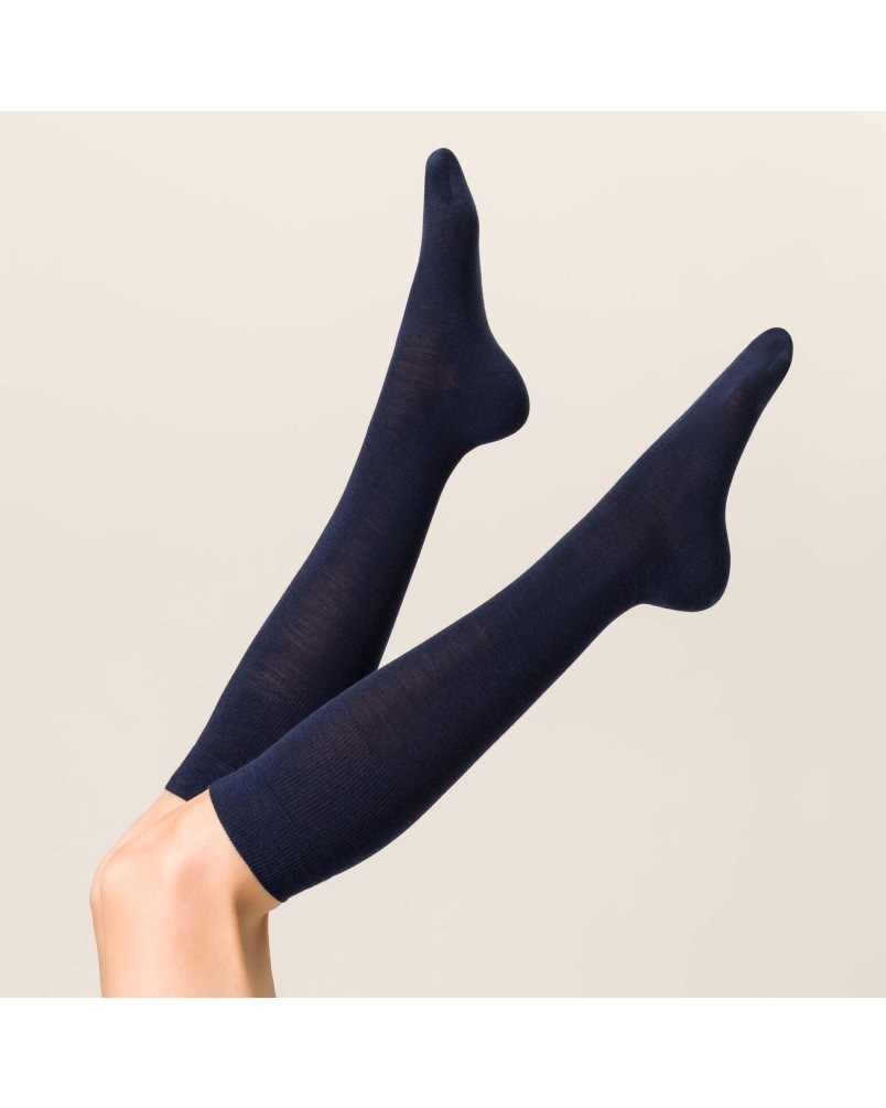 Kunert Soft wool cotton kniekousen marine