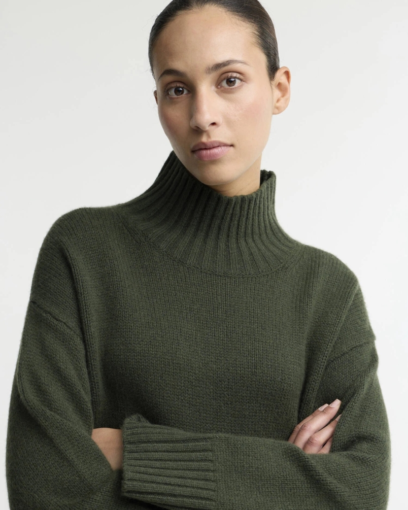 Barbour Woodhouse Cashmere-blend funnel neck jumper olive