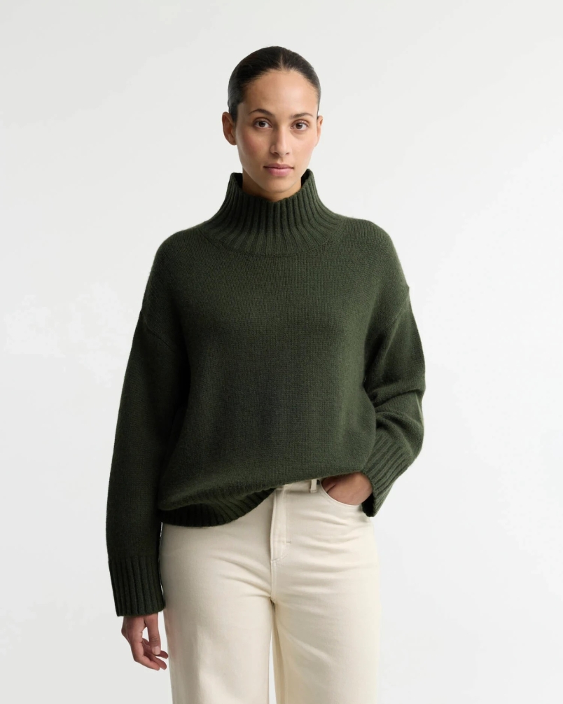 Barbour Woodhouse Cashmere-blend funnel neck jumper olive