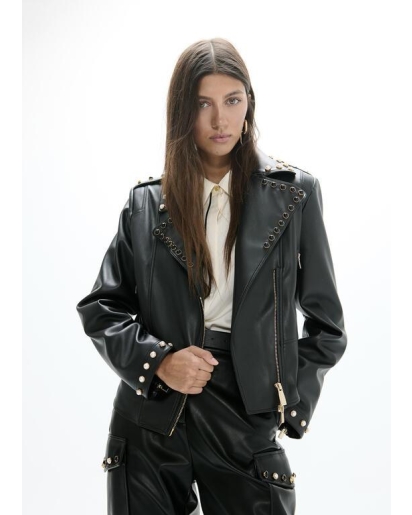LOLA CASADEMUNT Lola Casademunt Studded PU biker jacket