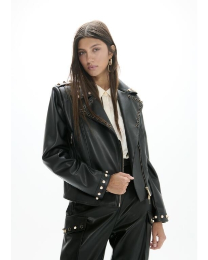 LOLA CASADEMUNT Lola Casademunt Studded PU biker jacket