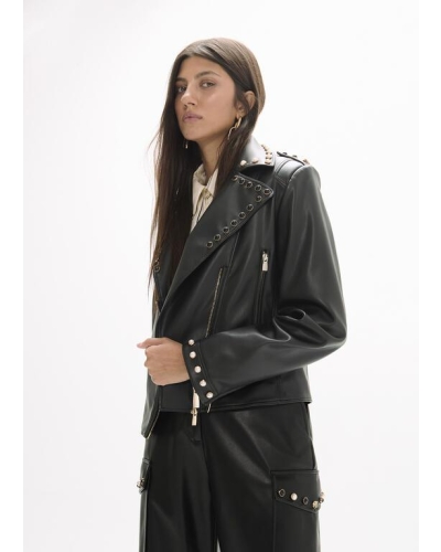 Lola Casademunt Studded PU biker jacket black