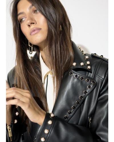 Lola Casademunt Studded PU biker jacket black