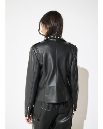 Lola Casademunt Studded PU biker jacket black