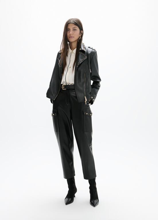 Lola Casademunt Studded PU biker jacket black