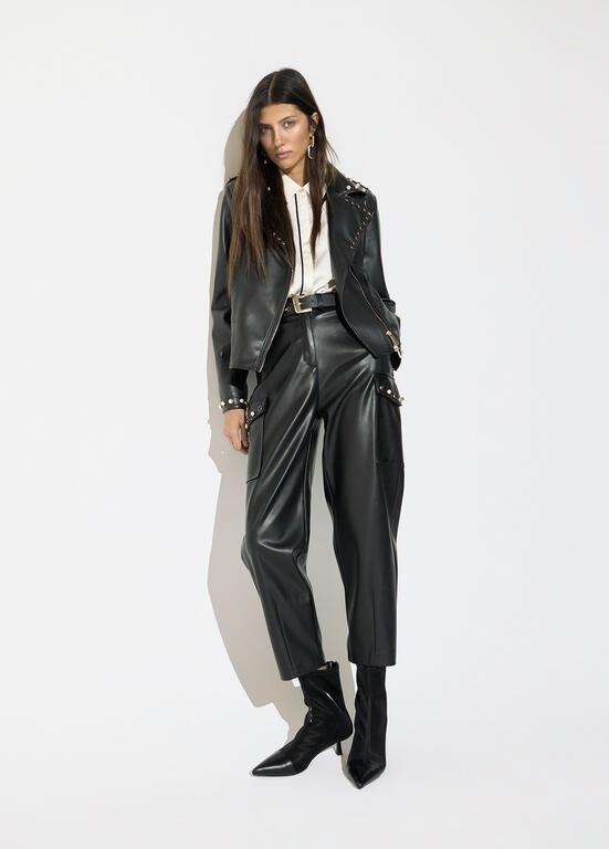 Lola Casademunt Studded PU biker jacket black