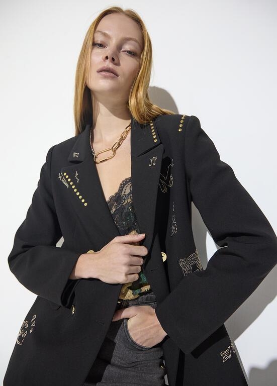 Lola Casademunt Studded rows blazer with images black
