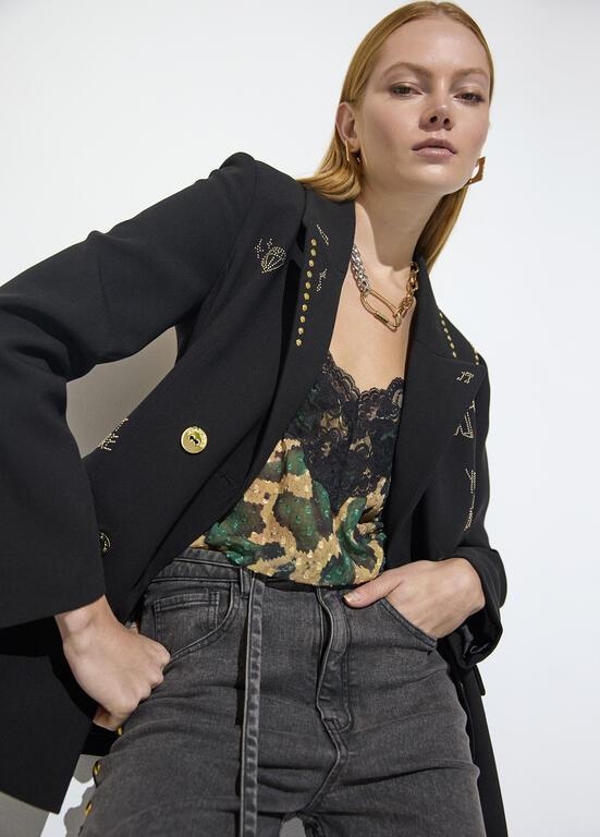 Lola Casademunt Studded rows blazer with images black
