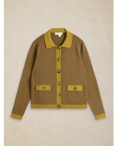 White Stuff Charlotte Collar Cardi khaki groen