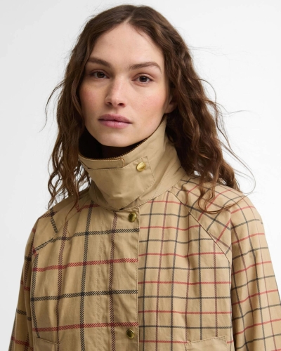 Barbour Hollington check car coat beige/tattersall
