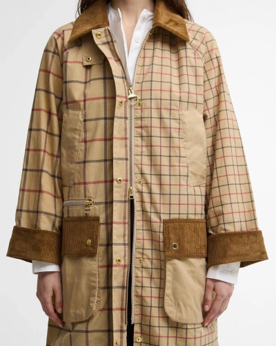 Barbour Hollington check car coat beige/tattersall