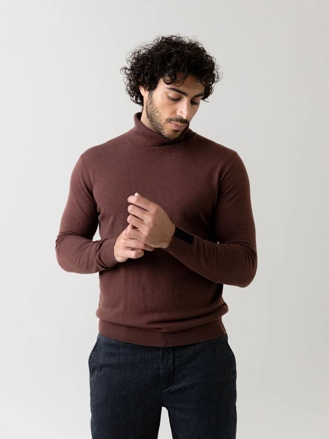 Mos Mosh Gallery Adam Soft Roll Neck Knit cocoa brown