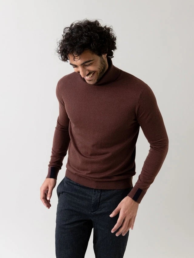 Mos Mosh Gallery Adam Soft Roll Neck Knit cocoa brown