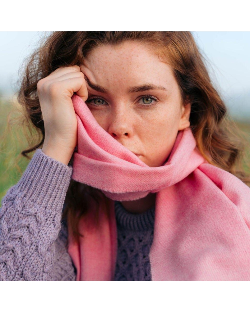 John Hanly Merino Luxury wool scarf pink mix