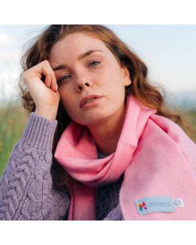 John Hanly Merino Luxury wool scarf pink mix