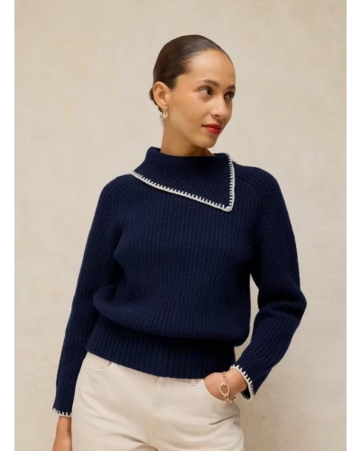White Stuff Whip Stitch Collar Jumper dark navy