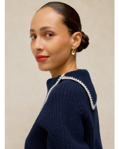 White Stuff Whip Stitch Collar Jumper dark navy
