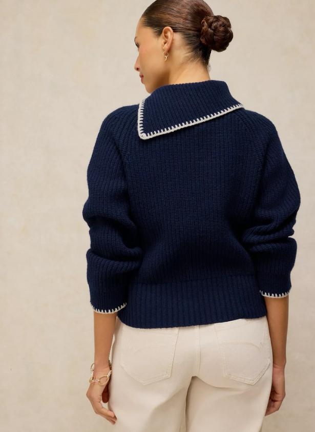 White Stuff Whip Stitch Collar Jumper dark navy