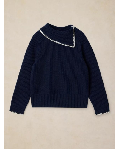 White Stuff Whip Stitch Collar Jumper dark navy