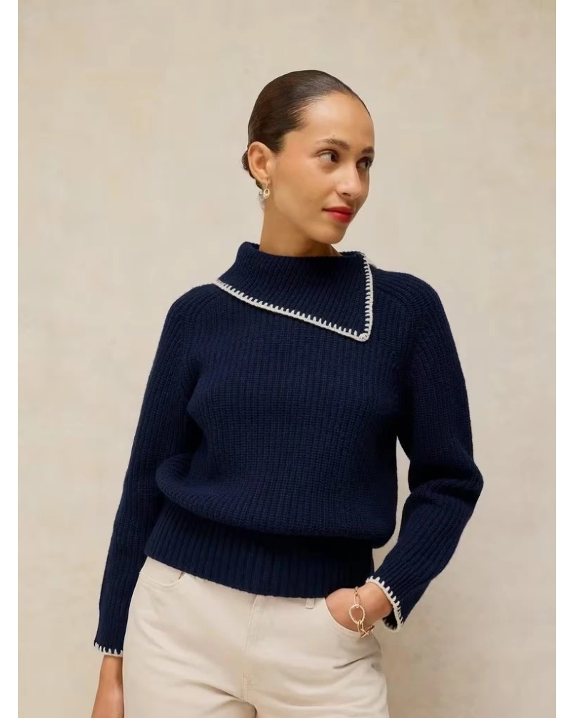 White Stuff Whip Stitch Collar Jumper dark navy