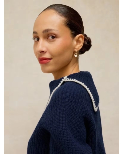 White Stuff Whip Stitch Collar Jumper dark navy