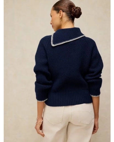White Stuff Whip Stitch Collar Jumper dark navy