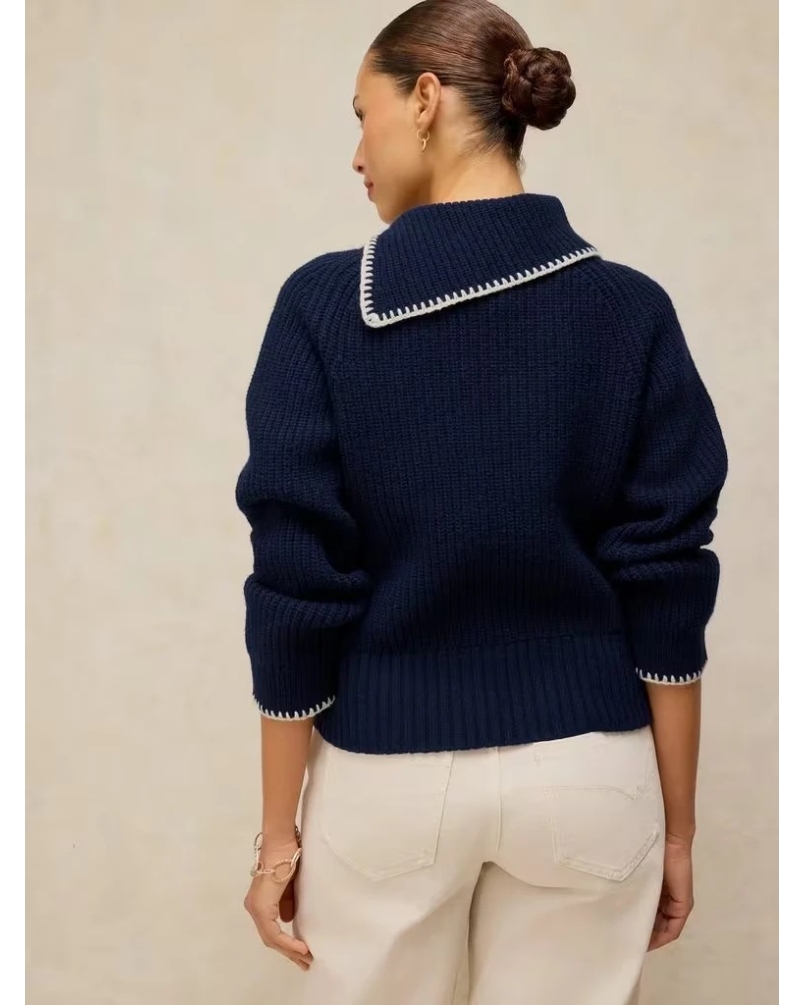 White Stuff Whip Stitch Collar Jumper dark navy