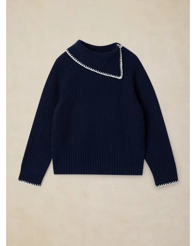 White Stuff Whip Stitch Collar Jumper dark navy
