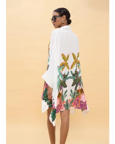 Lola Casademunt Oversized shirt with palm tree print ecru/multicolor