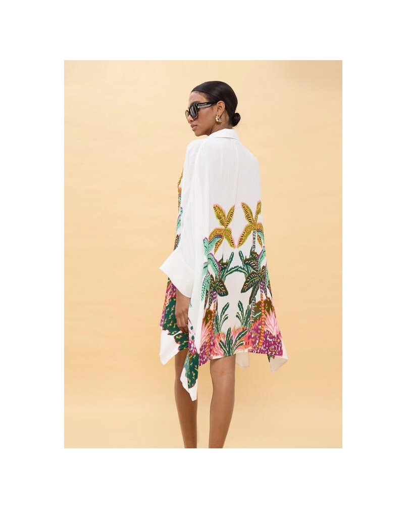 Lola Casademunt Oversized shirt with palm tree print ecru/multicolor