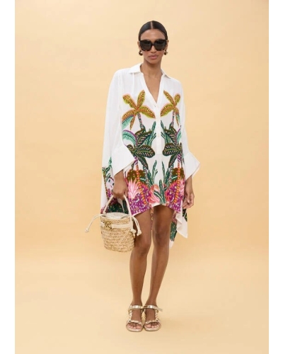 Lola Casademunt Oversized shirt with palm tree print ecru/multicolor
