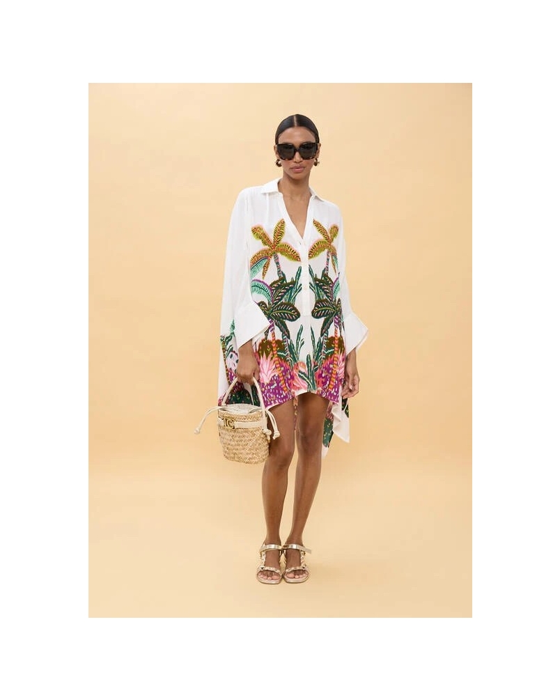 Lola Casademunt Oversized shirt with palm tree print ecru/multicolor