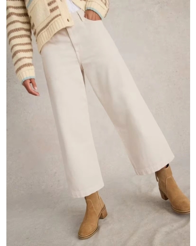 White Stuff Tia cropped wide leg jeans natural white