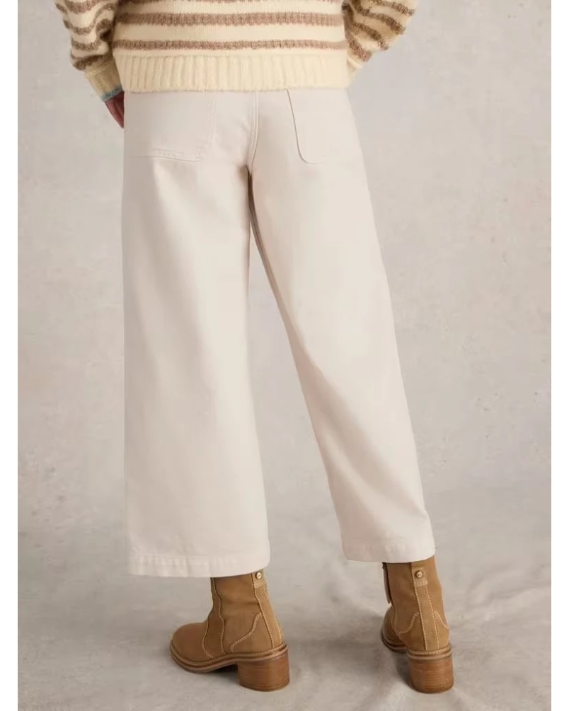 White Stuff Tia cropped wide leg jeans natural white