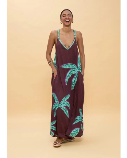 LOLA CASADEMUNT Lola Casademunt Long palm print dress