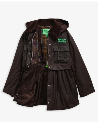 Barbour x GANNI peplum waxed jacket rustic/classic tartan