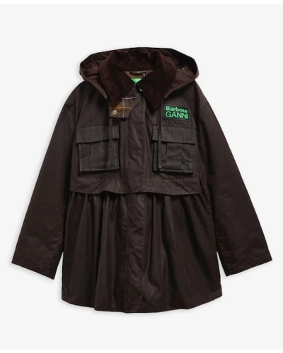 Barbour x GANNI peplum waxed jacket rustic/classic tartan