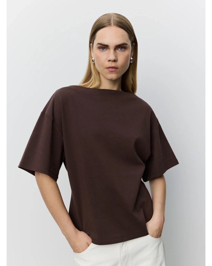 Sofie Schnoor Tea boatneck t-shirt dark brown