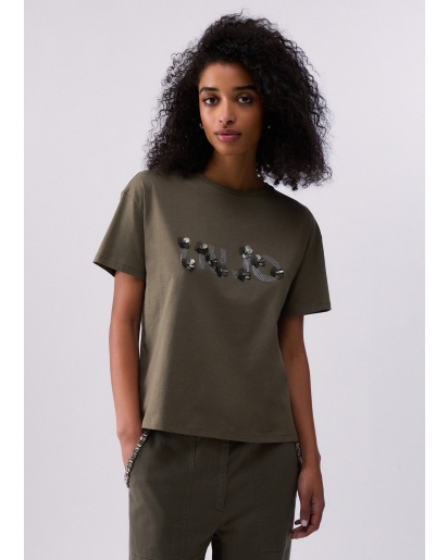 LIU.JO Liu Jo T-shirt with gemstone appliqués