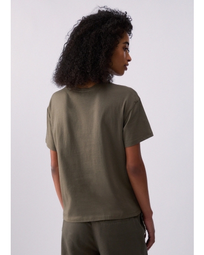 Liu Jo T-shirt with gemstone appliqués olive