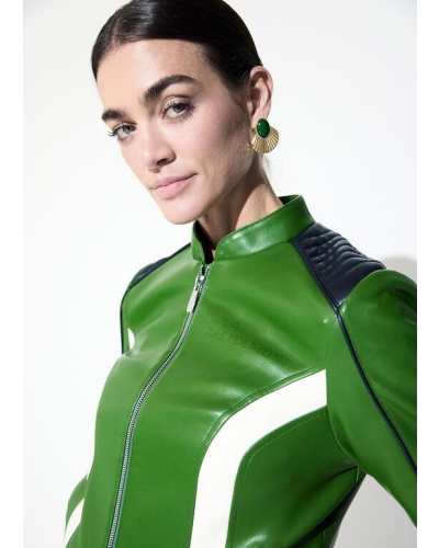 Lola Casademunt Tricolor faux leather bikerjacket verde-azul
