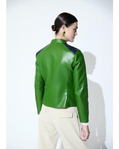 Lola Casademunt Tricolor faux leather bikerjacket verde-azul
