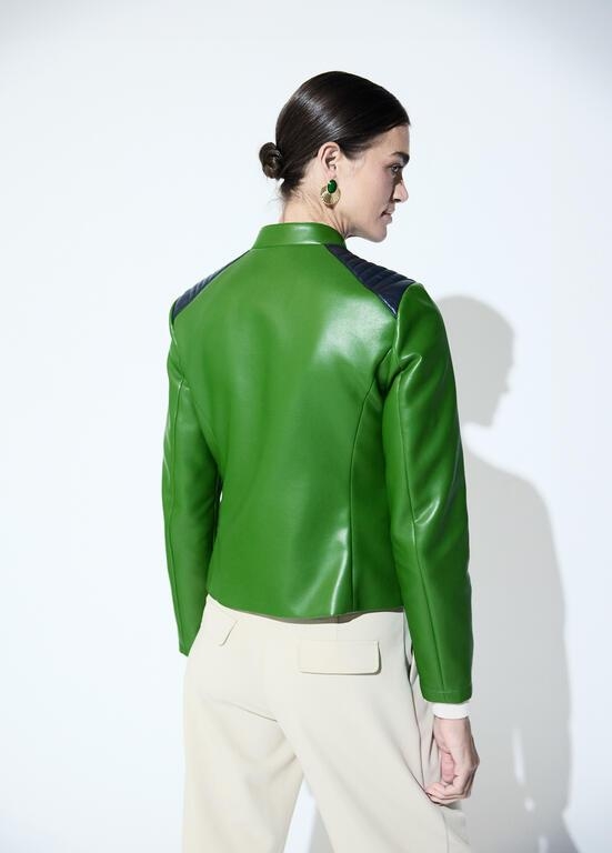 Lola Casademunt Tricolor faux leather bikerjacket verde-azul